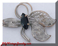 Vintage Weiss Rhinestone Leaf Brooch, Vintage Weiss Square